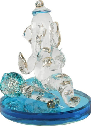 Ganpati Sitting Statue Decorative Showpiece - 18 cm��(Crystal, Multicolor)