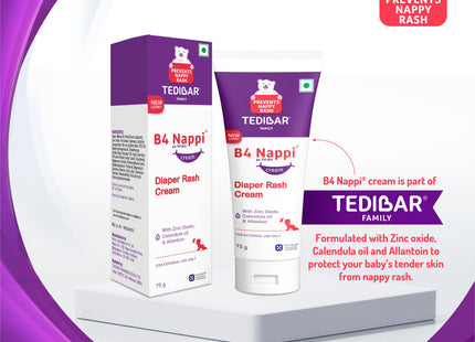 Curatio B4 Nappi cream for babies | Diaper Rash Prevention Cream | Nappi cream for your newborns | Rash treatment cream for baby | Clinically Recommended | 75g