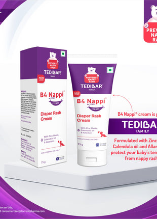 Curatio B4 Nappi cream for babies | Diaper Rash Prevention Cream | Nappi cream for your newborns | Rash treatment cream for baby | Clinically Recommended | 75g