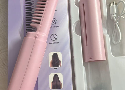 Meneflix Portable Mini Hair Straightener Cordless Rechargeable Mini Adjustable Hair Straightener Hot Comb