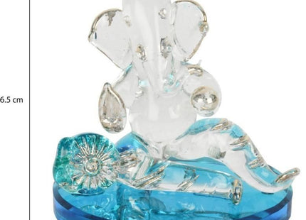 Ganpati Sitting Statue Decorative Showpiece - 18 cm��(Crystal, Multicolor)