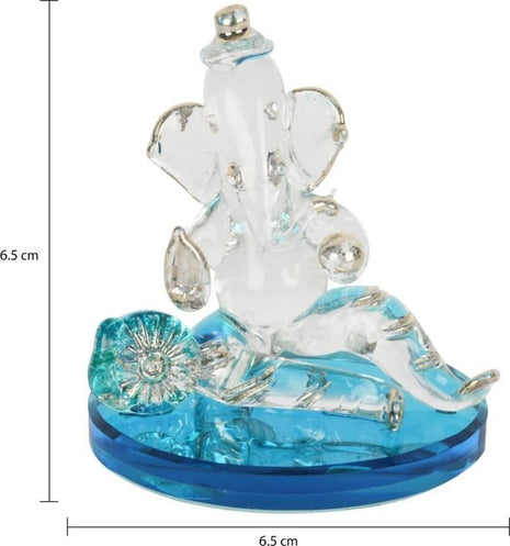 Ganpati Sitting Statue Decorative Showpiece - 18 cm��(Crystal, Multicolor)