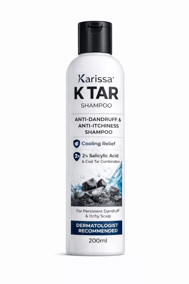 Karissa K TAR Anti-Dandruff Shampoo with 2% Salicylic Acid & Coal Tar –  for Dandruff, Itching, Flaking | 200ml