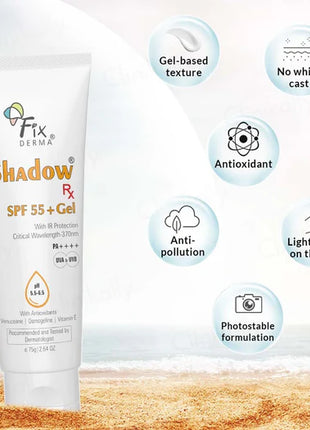 Fixderma shadow rx sunscreen spf55 gel 75g