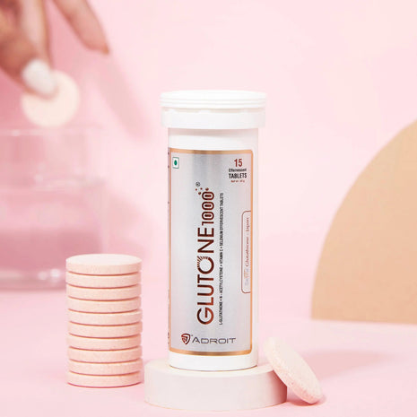 Glutone 1000 - Setria L-Glutathione & Vitamin C Effervescent Tablets I Skin Glow and Radiance I Even Skin Tone I 15 Tablets