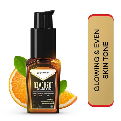 Reverzo Glenmark Vitamin C Serum with 20% Vitamin C + Hyaluronic & Ferulic Acid for Skin Brightening, Even Skin Tone, Anti-aging, Pigmentation, Hydrates Skin, Reduces Dark Spots for Unisex, 20ml KarissaKart