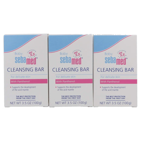 Sebamed Baby Ultra Mild Cleansing Bar - Hypoallergenic Non-irritating Cleanser with Vitamins and Amino Acids 3.5 Ounces (100g) (3) KarissaKart