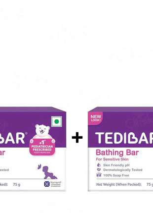 TEDIBAR - Bathing Bar for Babies? Sensitive Skin| Skin-Friendly pH 5.5| Gentle Soap-Free Formula| Prevents Dryness & Rashes| Keeps Baby?s skin Soft, Supple & Healthy| Pack of 2 - 75gms