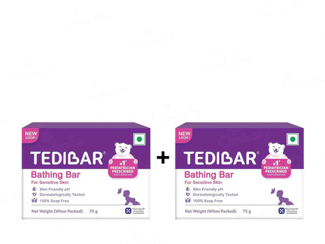 TEDIBAR - Bathing Bar for Babies? Sensitive Skin| Skin-Friendly pH 5.5| Gentle Soap-Free Formula| Prevents Dryness & Rashes| Keeps Baby?s skin Soft, Supple & Healthy| Pack of 2 - 75gms