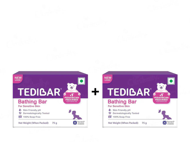 TEDIBAR - Bathing Bar for Babies? Sensitive Skin| Skin-Friendly pH 5.5| Gentle Soap-Free Formula| Prevents Dryness & Rashes| Keeps Baby?s skin Soft, Supple & Healthy| Pack of 2 - 75gms