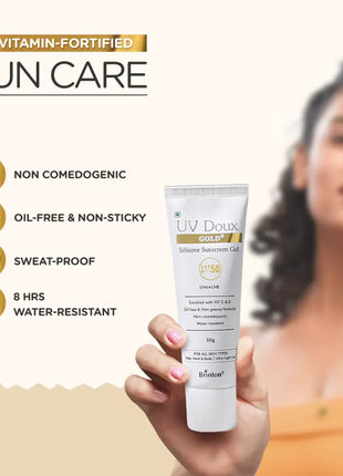 UV Doux gold sillicone sunscreen spf50 gel 50g