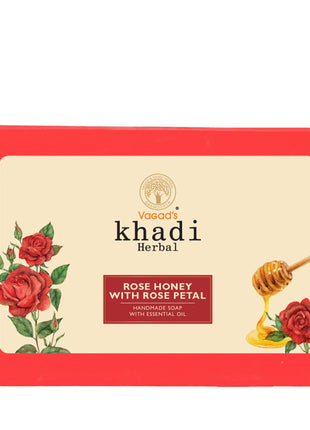 Vagad's Khadi Rose & Honey With Rose Petals Soap KarissaKart