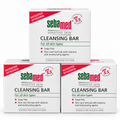 Sebamed Sensitive Skin Cleansing Bar pack of 3, three cartons on white background