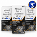 Three AnaSure Minoxidil Topical Solution USP 5% w/v 60 ml boxes, pack of 3