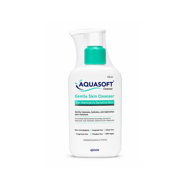 Aquasoft Gentle Skin Cleanser 125 ml front view, centered product image