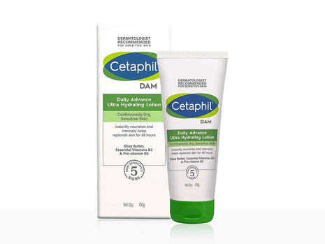 Cetaphil  dam daily advance ultra hydrating lotion continuously dry sensitive skin 100 gm | galderma