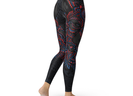 Womens Oriental Black Wolf Leggings