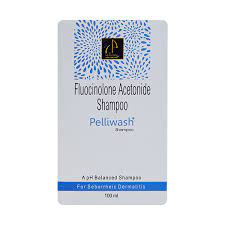 A box of La pristine Pelliwash shampoo in 100ml packaging with blue and white color theme and floral patterns.
