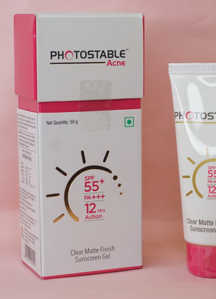 Photostable acne spf 55 pa++++ sunscreen gel 50g pack of 2