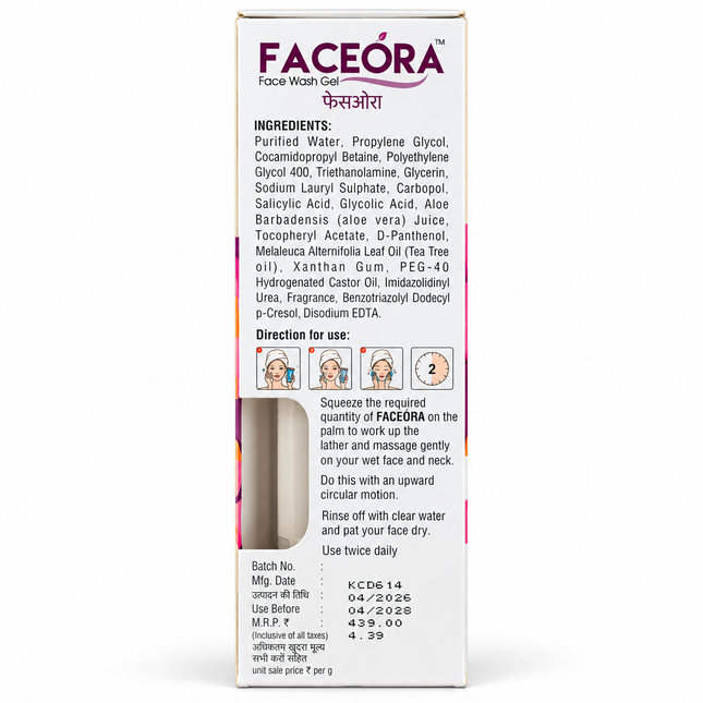 FACEÓRA Face Wash Gel 100 g ingredients and directions for use