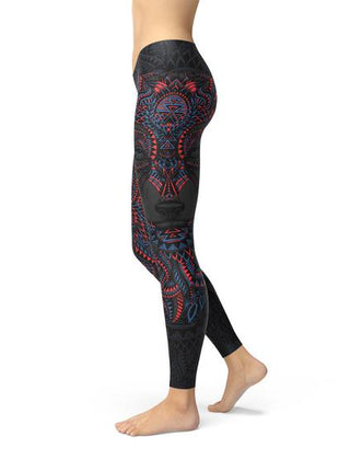 Womens Oriental Black Wolf Leggings