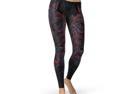 Womens Oriental Black Wolf Leggings