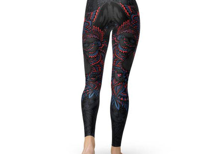 Womens Oriental Black Wolf Leggings