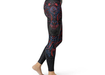 Womens Oriental Black Wolf Leggings