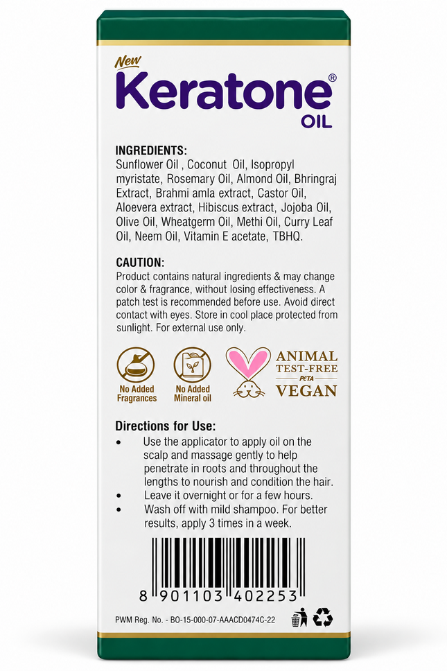 Dabur Keratone Oil 100ml back pack