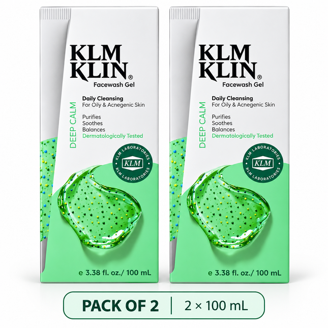 KLM KLIN Facewash Gel pack of 2, two 100 mL cartons