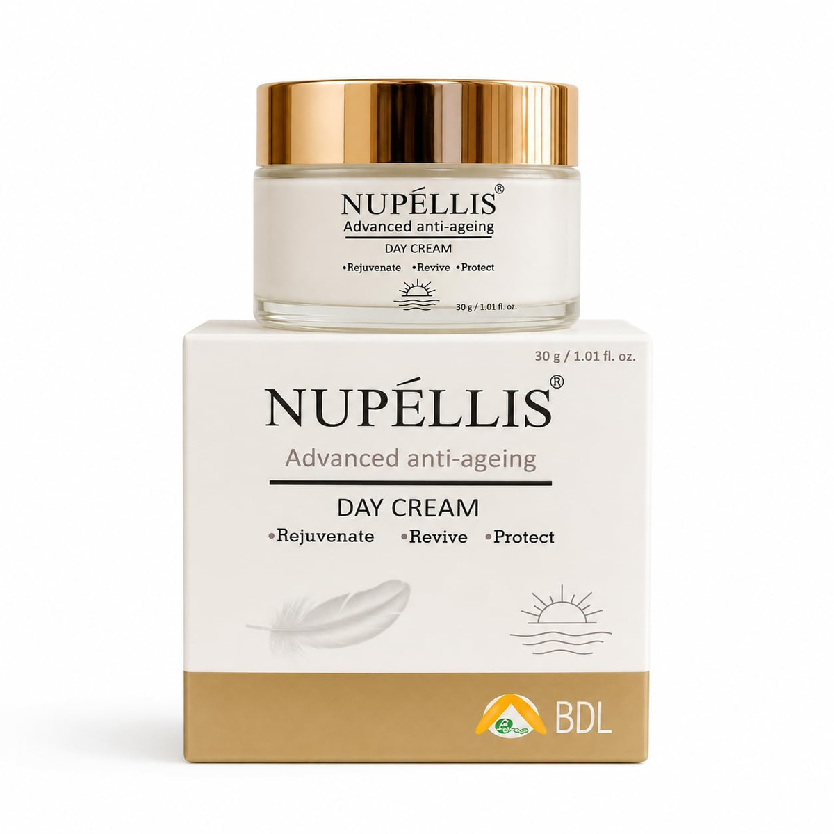 Nupellis Advanced Anti-Ageing Day Cream 30g jar and box front