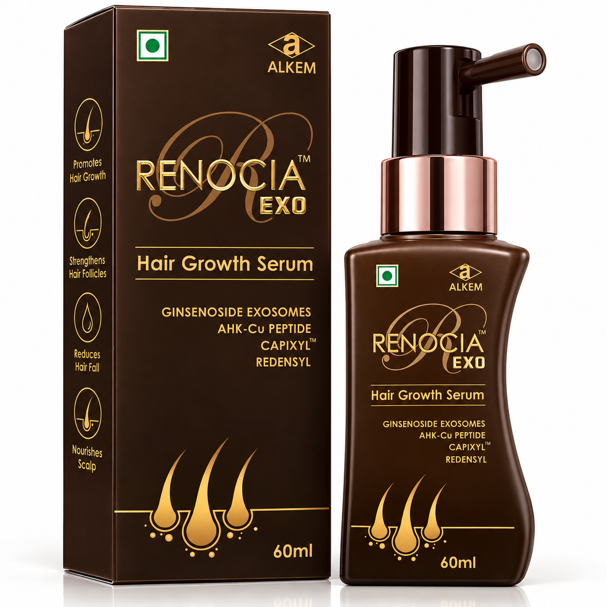 Renocia EXO Hair Growth Serum 60 ml packaging and bottle product view