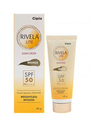 Rivela Lite Bronze Sunscreen SPF 50 PA++++, 40gm (Rs. 15.5/gm)