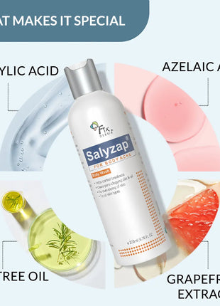 Salyzap Body Wash for Body Acne | Salicylic Acid Body Wash, 2% Salicylic acid, 1% Azelaic acid, 0.1% Tea tree oil