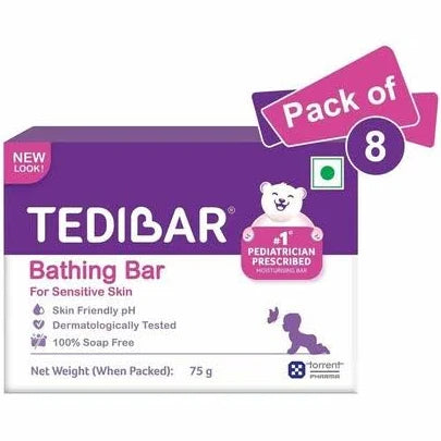 Tedibar Baby Bathing Bar, 75 g Each - Pack of 8