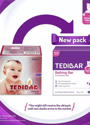 TEDIBAR - Bathing Bar for Babies? Sensitive Skin| Skin-Friendly pH 5.5| Gentle Soap-Free Formula| Prevents Dryness & Rashes| Keeps Baby?s skin Soft, Supple & Healthy| Pack of 2 - 75gms