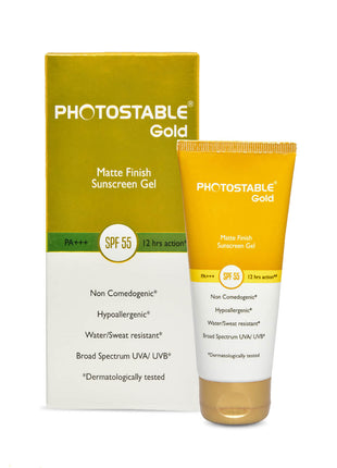 Photostable Gold Matte Finish Sunscreen Gel SPF 55