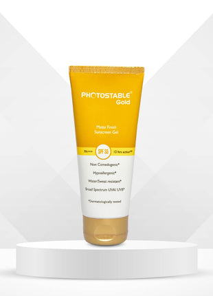 Photostable Gold Matte Finish Sunscreen Gel SPF 55