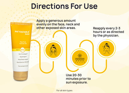 Photostable Gold Matte Finish Sunscreen Gel SPF 55