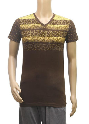 Generic Mens cotton Printed Men Tshirts (Brown, XS)