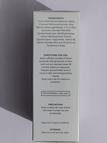 Solijuv sunscreen Gel, SPF 50 / PA+++ UVA/UVB Haybrid Sun Protectors 50g.