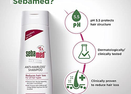Sebamed Anti- Hairloss Shampoo 200Ml|Ph 5.5|Reduces Hairloss|Caffeine&Gingko Biloba|All Hair Types