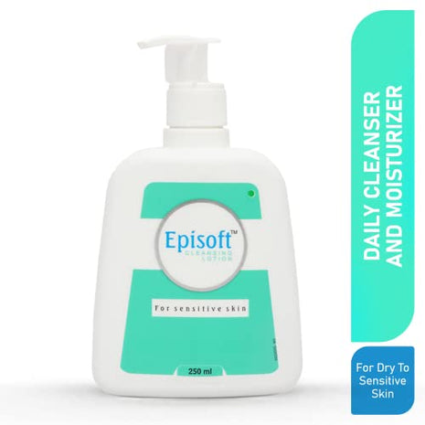 Episoft Cleansing Lotion for Sensitive & Dry Skin I Gentle Cleanser removes Excess oil I Moisturises and Makes Skin Soft and Glowing I Removes Makeup I Free of SLS & Paraben 250ml, Pack of 2