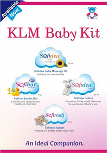KLM BABY Kit Sofibar 40g, Sofidew Lotion 50ml, Sofidew massage oil 50ml, Sofirash 20g