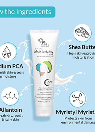 Fixderma Moisturizing lotion, Daily Moisturizer for Dry skin, Body & face moisturizer, Provides Hydration & calmness, Non-Comedogenic & Non-Greasy - 150ml