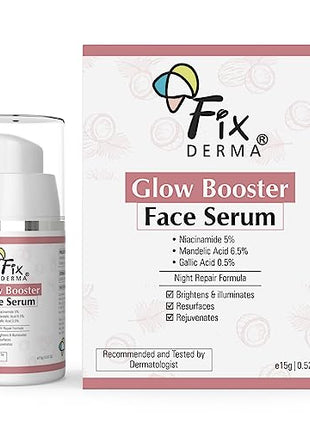 Fixderma 5% Niacinamide Serum Glow Booster Face serum with 6.5% Mandelic Acid & 0.5% Gallic Acid | Skin Brightening Serum | Face Serum for Men & Women - 15g