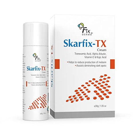 Fixderma 10% Tranexamic Acid + 2% Kojic Acid + 1% Arbutin SKARFIX -TX Face Cream | Pigmentation Removal Cream | Uneven Skin Tone, Help to Reduces Dark Spots and Blemishes - 30 gm