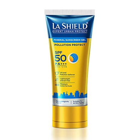 La Shield Pollution Protect Mineral Sunscreen Gel Spf 50, WHITE, 50 gram