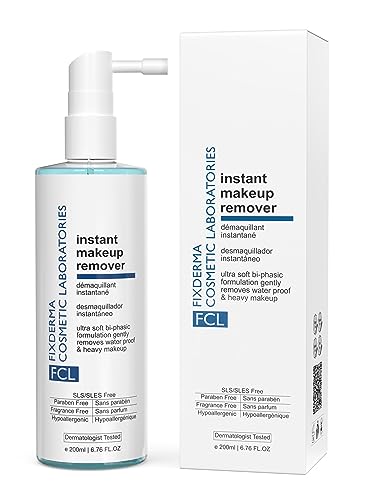 Fixderma Cosmetic Laboratories Biphasic Instant makeup remover, Removes eye makeup, lip makeup, waterproof makeup, Strengthens lashes, Refreshes & hydrates the skin, Suits all skin types, 200ml