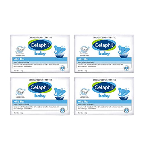 Cetaphil Baby Mild Bar for Face and Body-Pack of 4, 75g*4